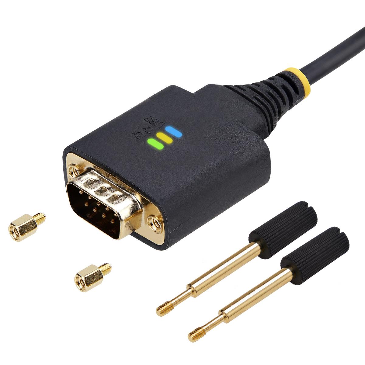 13ft (4m) 2-Port USB to Serial Adapter Cable, Interchangeable DB9 Screws/Nuts, COM Retention, USB-A to DB9 RS232, FTDI, Level-4 ESD Protection, Windows/macOS/ChromeOS/Linux - Rugged TPE Construction (2P6FFC-USB-SERIAL) - USB / serial cable - USB (M) to DB thumbnail