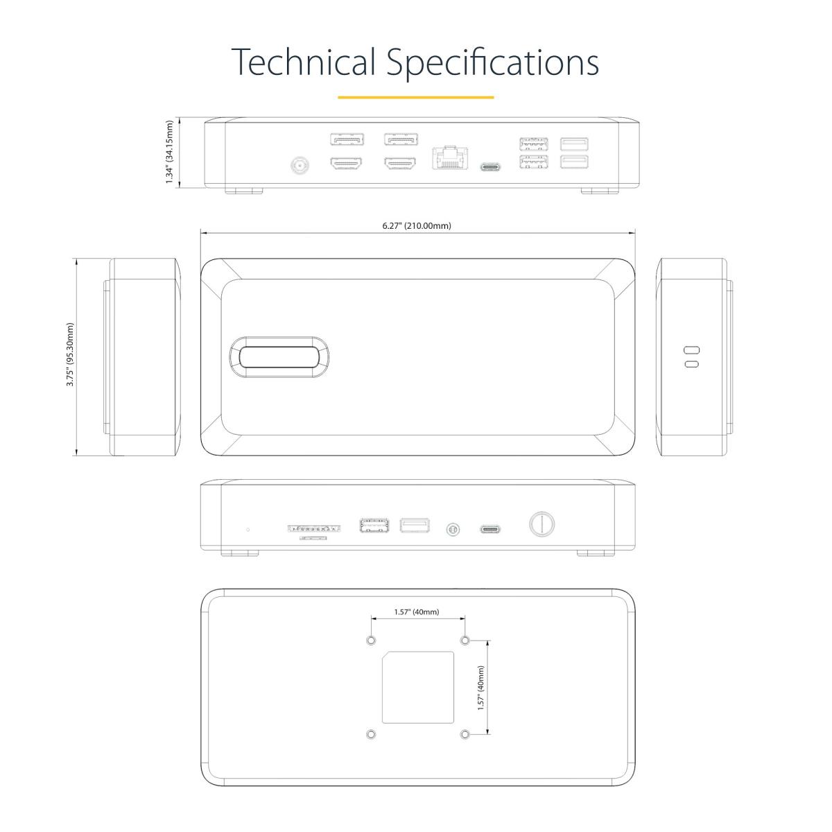 Thunderbolt 4 Multi-Display Docking Station, Quad/Triple/Dual Monitor Dock, 2x HDMI/2x DisplayPort, 7x USB Hub, 2.5 Gigabit Ethernet, 98W Power Delivery, for Windows/MacBook - TB4 Host Cable (132UE-TB4USB4DOCK) - Docking station - Thunderbolt 4 - 2 x HDMI thumbnail
