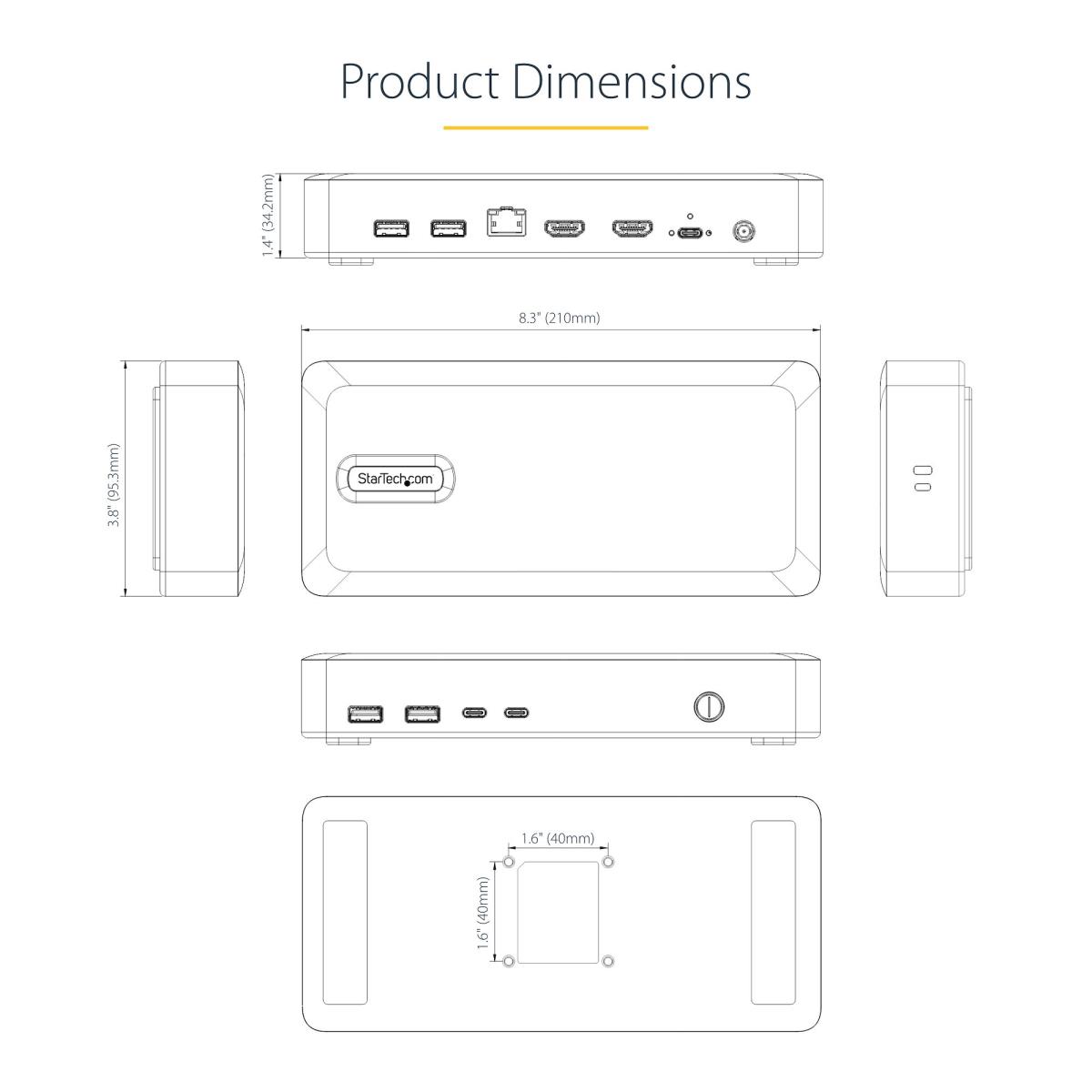 USB4 Docking Station, USB-C 40Gbps, Dual Video HDMI, Up to 2x 4K 60Hz 4:4:4 (RGB) or 2x 4K 120Hz 4:2:2, Multi-Monitor Dock, 6x USB, 2.5GbE, 100W PD - Docking station - USB4 / Thunderbolt 4 - 2 x HDMI - 1GbE, 2.5GbE - 180 Watt thumbnail