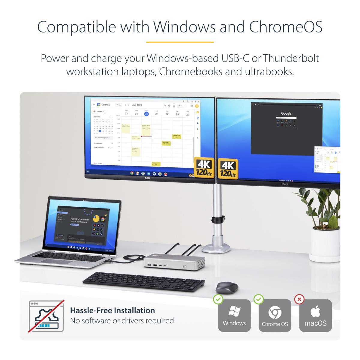 USB4 Docking Station, USB-C 40Gbps, Dual Video HDMI, Up to 2x 4K 60Hz 4:4:4 (RGB) or 2x 4K 120Hz 4:2:2, Multi-Monitor Dock, 6x USB, 2.5GbE, 100W PD - Docking station - USB4 / Thunderbolt 4 - 2 x HDMI - 1GbE, 2.5GbE - 180 Watt thumbnail