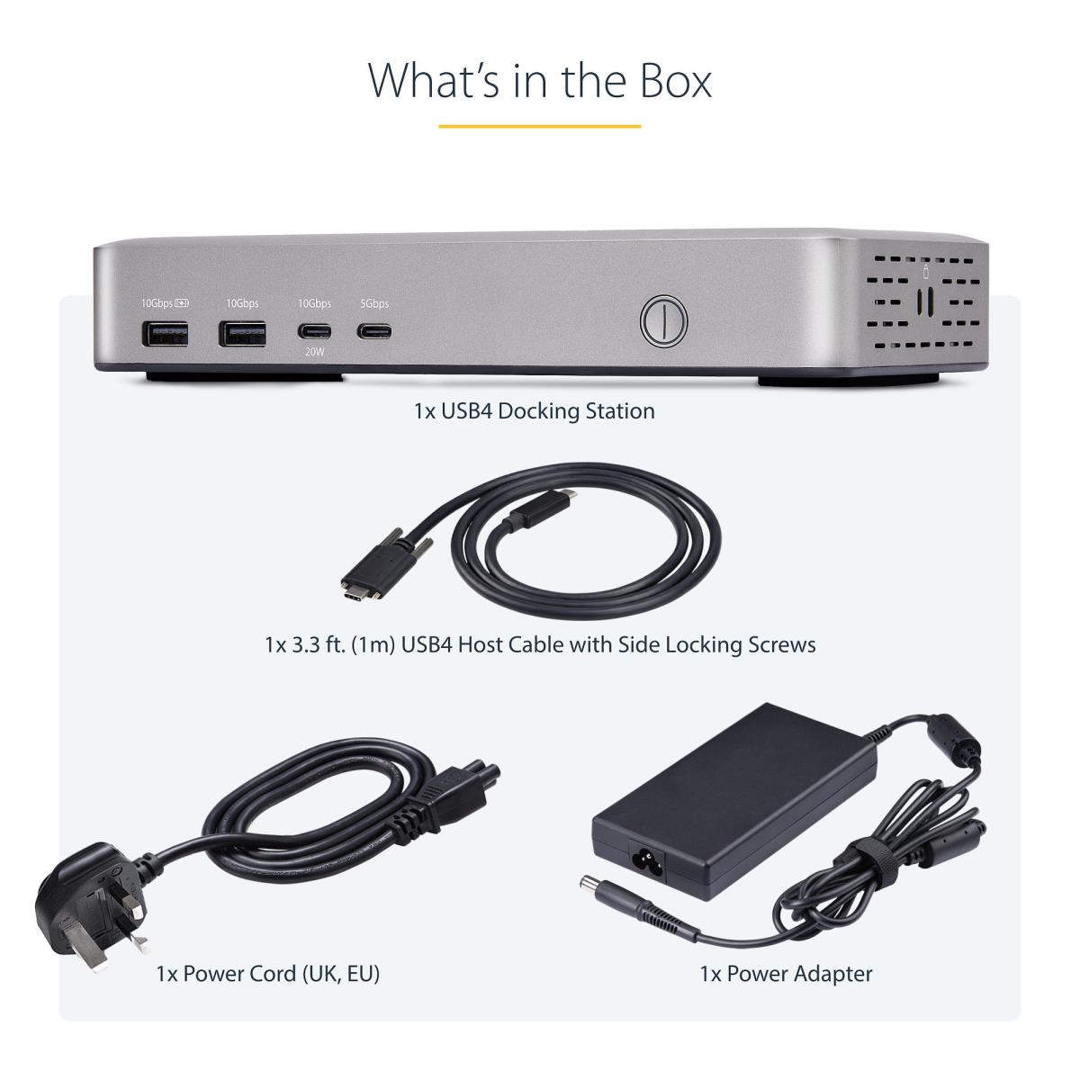 USB4 Docking Station, USB-C 40Gbps, Dual Video HDMI, Up to 2x 4K 60Hz 4:4:4 (RGB) or 2x 4K 120Hz 4:2:2, Multi-Monitor Dock, 6x USB, 2.5GbE, 100W PD - Docking station - USB4 / Thunderbolt 4 - 2 x HDMI - 1GbE, 2.5GbE - 180 Watt thumbnail