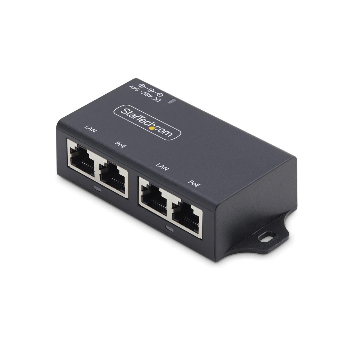 2-Port Gigabit PoE+ Injector, PoE/PoE+ (802.3af/802.3at) 30W - PoE injector - unmanaged inline - DC 48 - 52 V - 30 Watt - output connectors: 2 - United Kingdom, Europe - black thumbnail