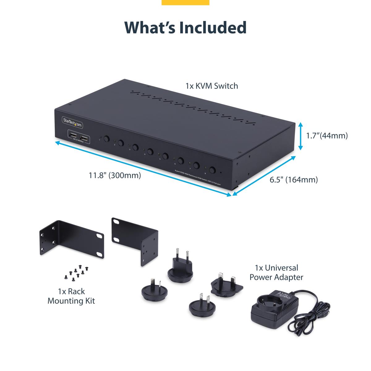 8-Port HDMI KVM Switch w/1U Rack Mount Kit, 4K 60Hz - KVM switch - 8 x KVM port(s) - 1 local user - desktop - TAA Compliant thumbnail