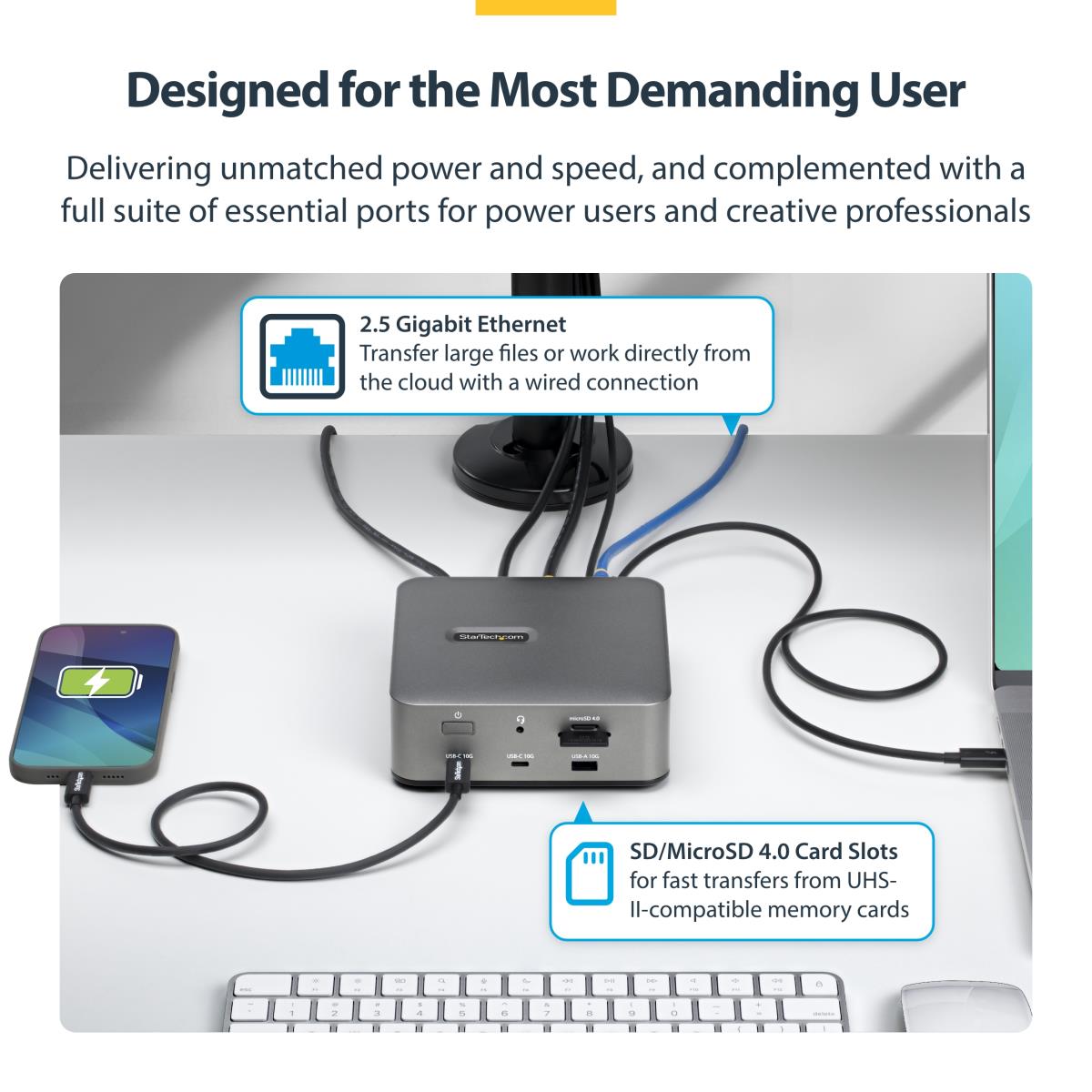 - Docking station - for tablet, laptop - USB-C / USB4 / Thunderbolt 3 / Thunderbolt 4 / Thunderbolt 5 / USB-A - HDMI, DP - 1GbE - 180 Watt - TAA Compliant - United Kingdom, Europe thumbnail