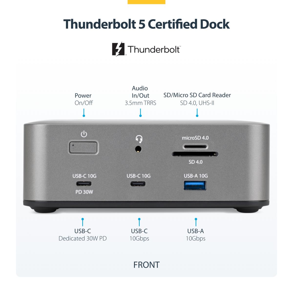 - Docking station - for tablet, laptop - USB-C / USB4 / Thunderbolt 3 / Thunderbolt 4 / Thunderbolt 5 / USB-A - HDMI, DP - 1GbE - 180 Watt - TAA Compliant - United Kingdom, Europe thumbnail