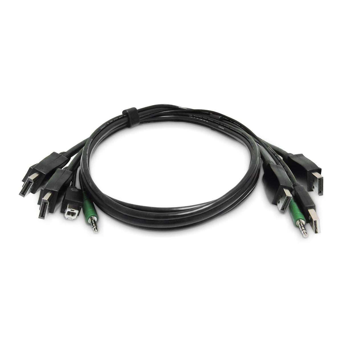 - Keyboard / video / mouse (KVM) cable - TAA Compliant - USB Type A, 3.5mm audio jack, DisplayPort (M) to USB Type B, 3.5mm audio jack, DisplayPort (M) - 1.8 m thumbnail