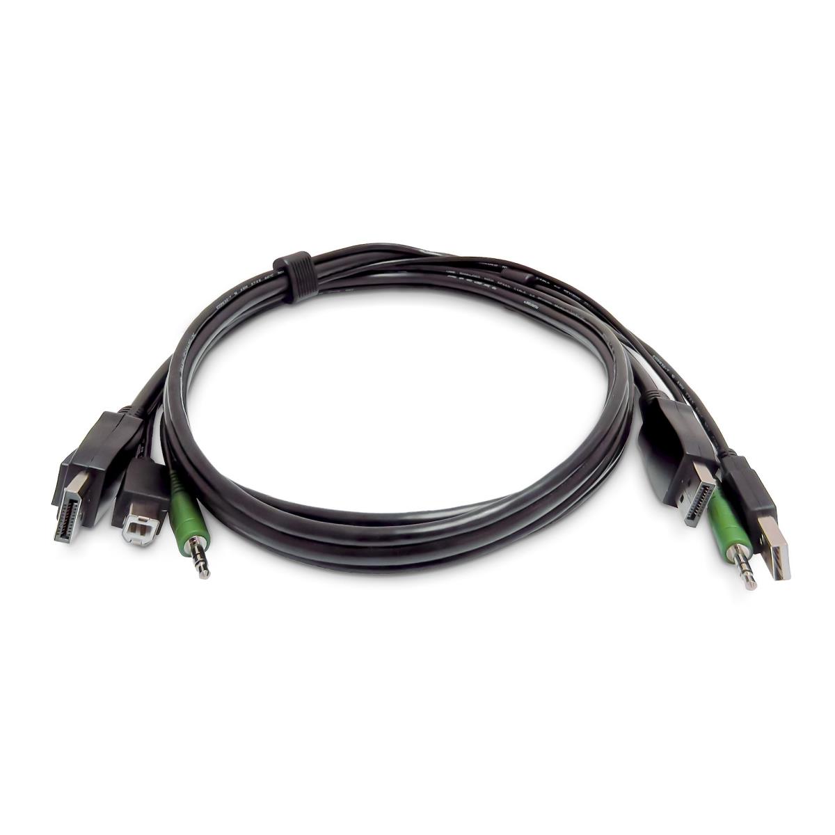 - Keyboard / video / mouse (KVM) cable - TAA Compliant - USB Type A, 3.5mm audio jack, DisplayPort (M) to USB Type B, 3.5mm audio jack, DisplayPort (M) - 3 m thumbnail