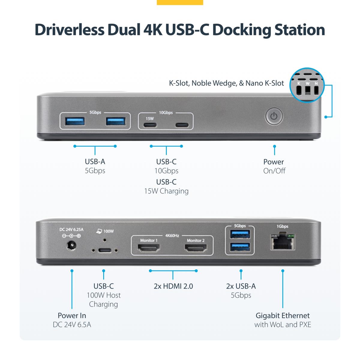 - Docking station - for laptop - USB-C 3.2 Gen 2 - 2 x HDMI - 1GbE - United Kingdom, Europe thumbnail