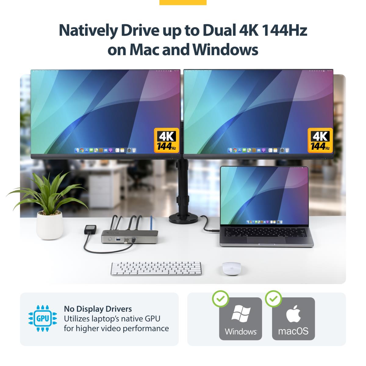 - Docking station - USB4 / Thunderbolt 4 / Thunderbolt 5 - 2 x DP - 1GbE, 2.5GbE - 100 watt - Europe, United Kingdom thumbnail