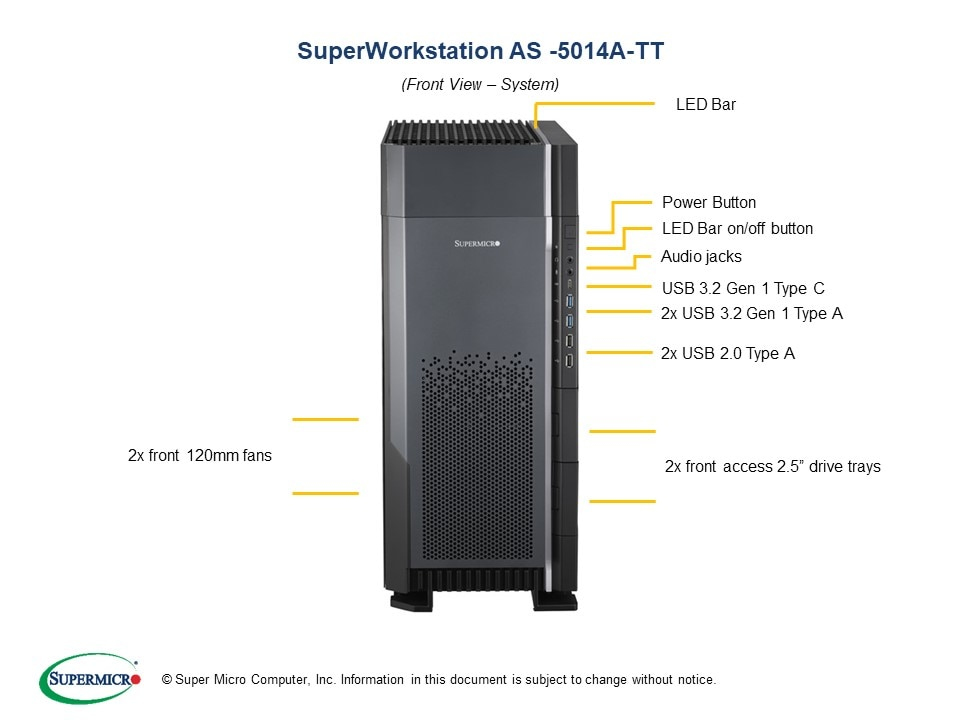 Supermicro AS-5014A-TT workstation DDR4-SDRAM 3000+ Tower AMD Ryzen Threadripper PRO HDD Black thumbnail