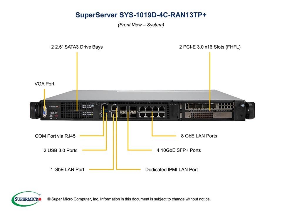 EU Product - SuperServer 1019D-4C-RAN13TP+ - Server - Barebone - Xeon D thumbnail