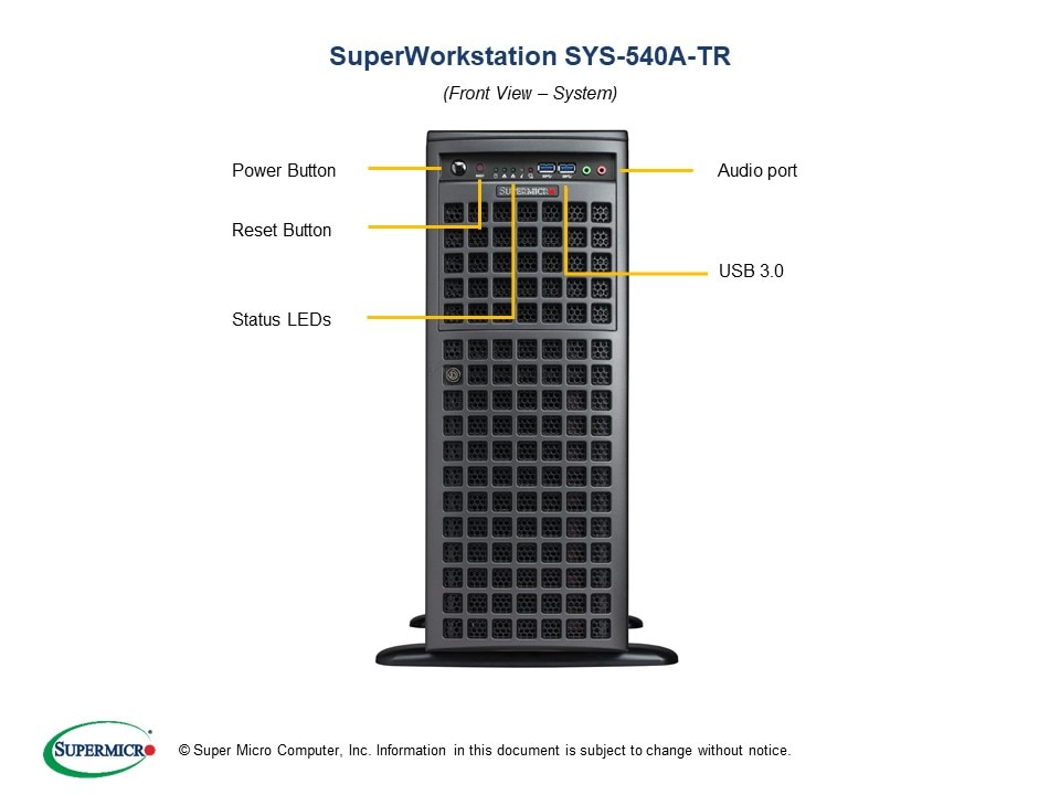 EU Product - - SuperWorkstation 540A-TR - Full-Tower, Intel� C621, SATA, Ethernet/LAN, 2200 W - Xeon Intel PCIe 10GBase-T 2200W thumbnail