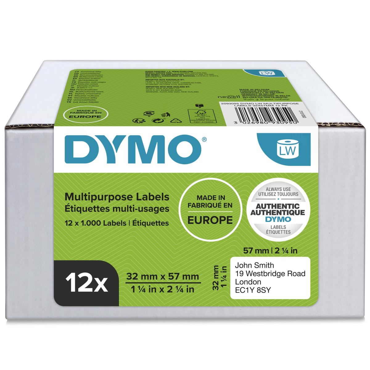 11354 12 Rolls LW Multipurpose Labels 32 x 57mm thumbnail