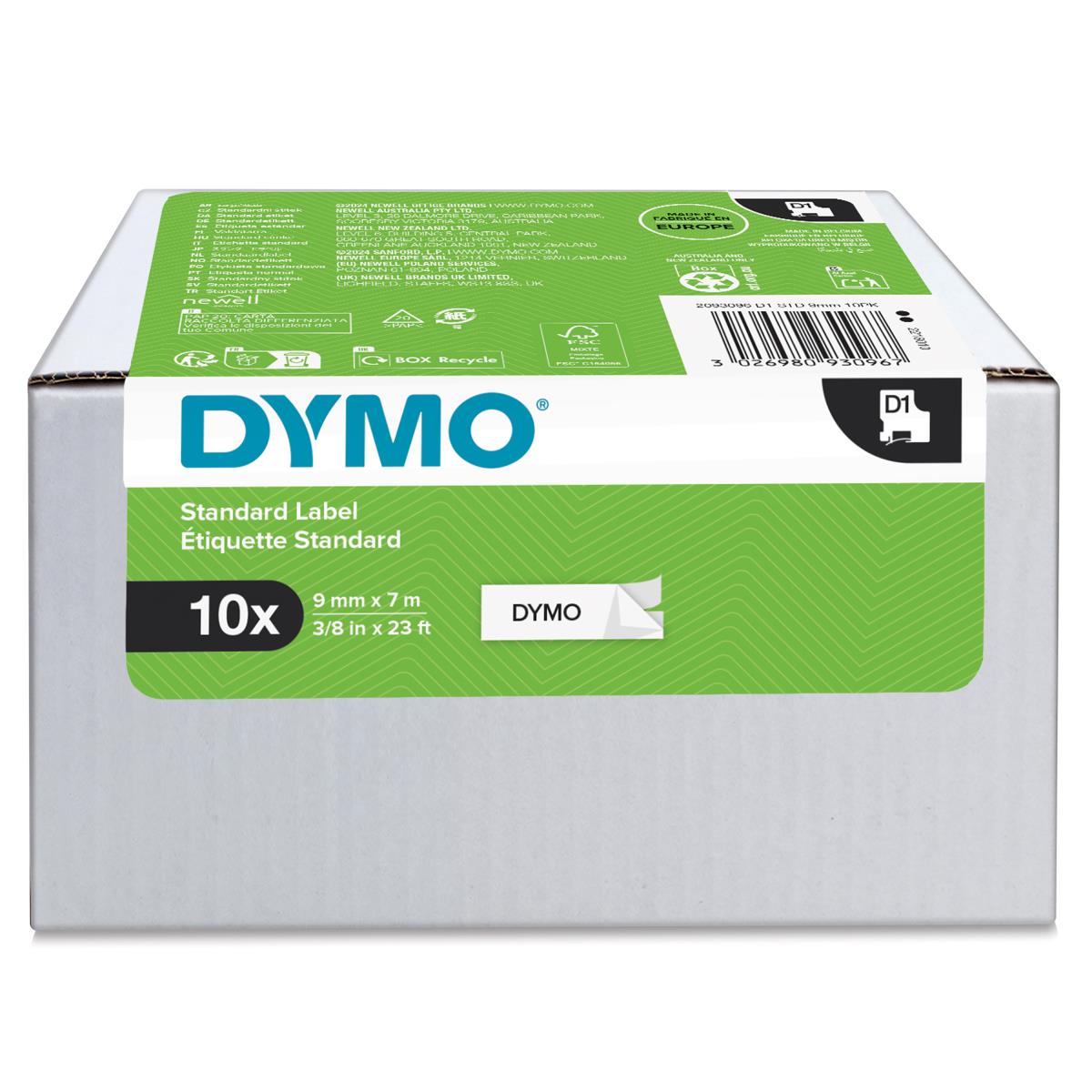 D1-TAPE 9X7MM BLACK ON WHITE thumbnail
