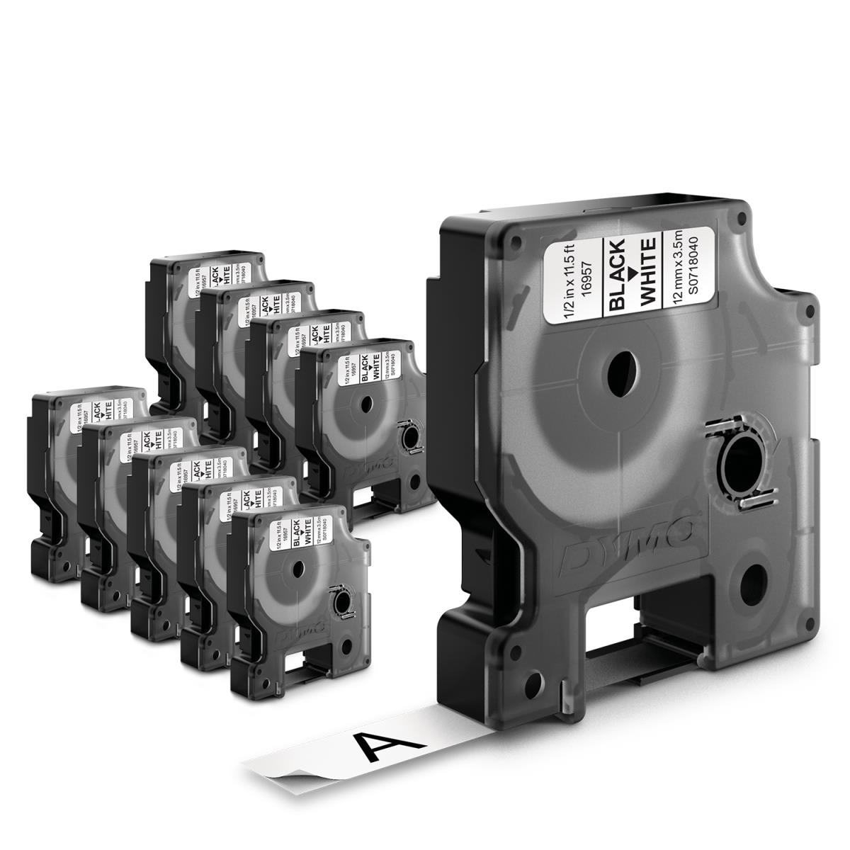 D1-TAPE 9X7MM BLACK ON WHITE thumbnail