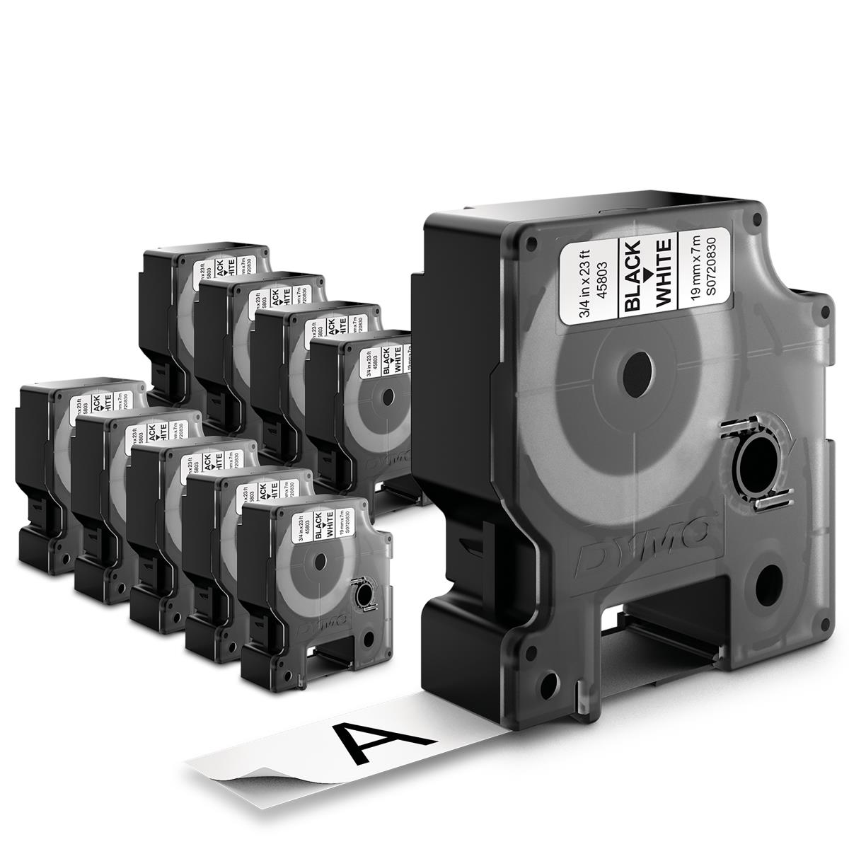 45803 D1 19mm x 7m Black on White Tape 10 Pack thumbnail