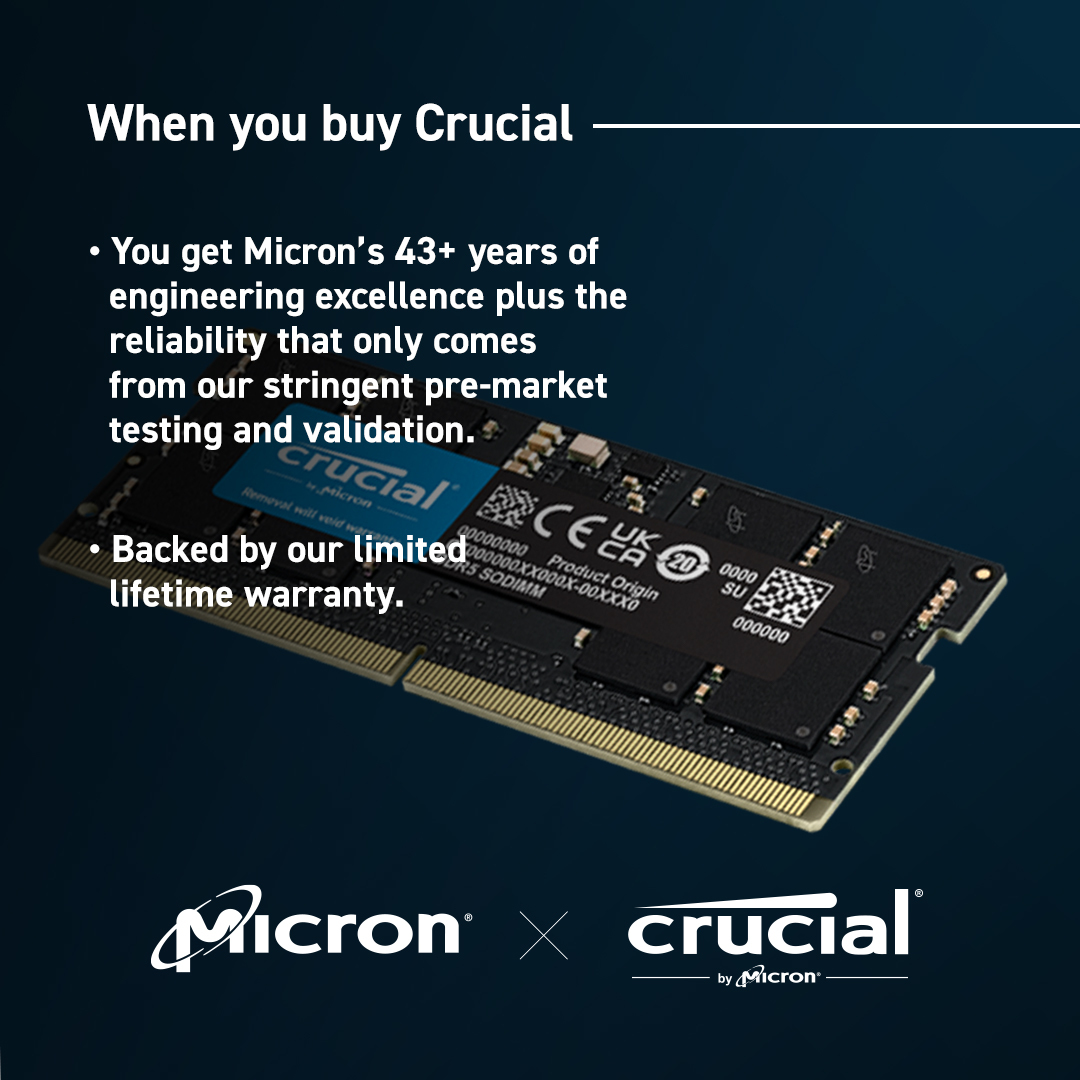 48 GB DDR5-RAM SO DIMM PC5600 Crucial CL46 1x48GB thumbnail
