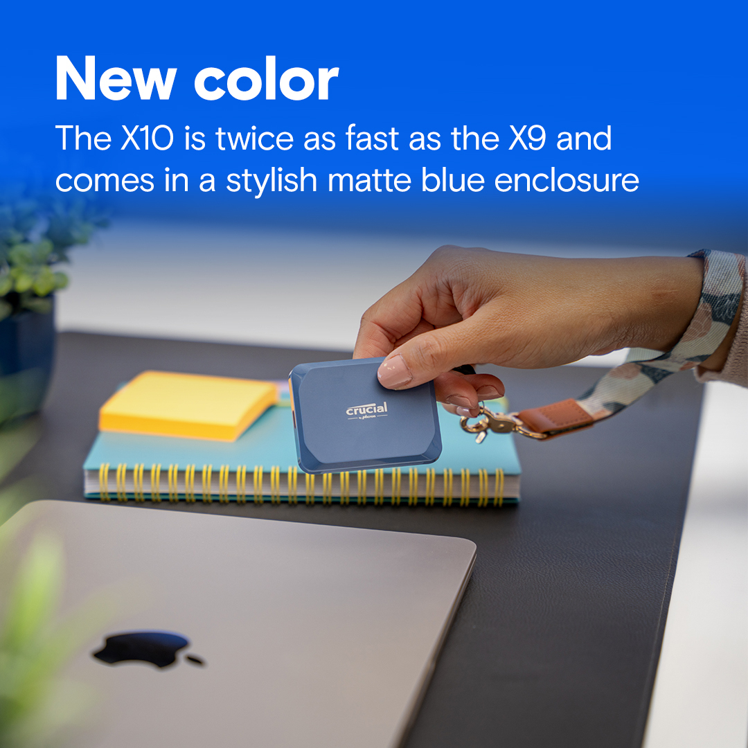 X10 - SSD - encrypted - 1 TB - external (portable) - USB 3.2 Gen 2x2 (USB-C connector) - 256-bit AES - matte blue thumbnail