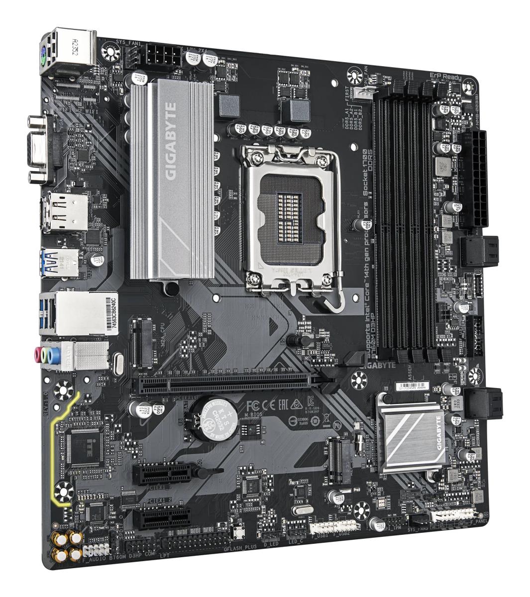 B760M D3HP Intel 1700 Socket Motherboard, Micro-ATX, 4x DDR5 Slots, 2x M.2 Sockets, 1x USB-C Port, GbE LAN, 1x D-Sub / 1x DisplayPort / 1x HDMI Port thumbnail