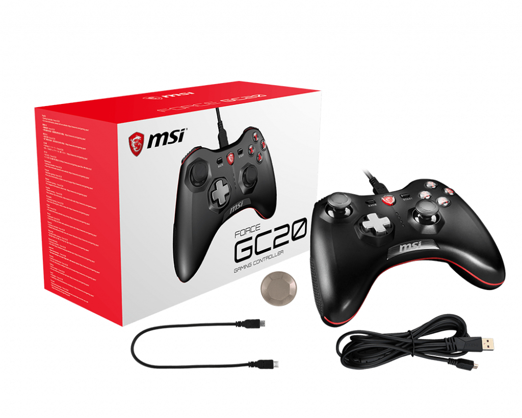 MSI FORCE GC20 Wired Pro Gaming Controller PC and Android 'PC and Android ready, adjustable D-Pad co thumbnail