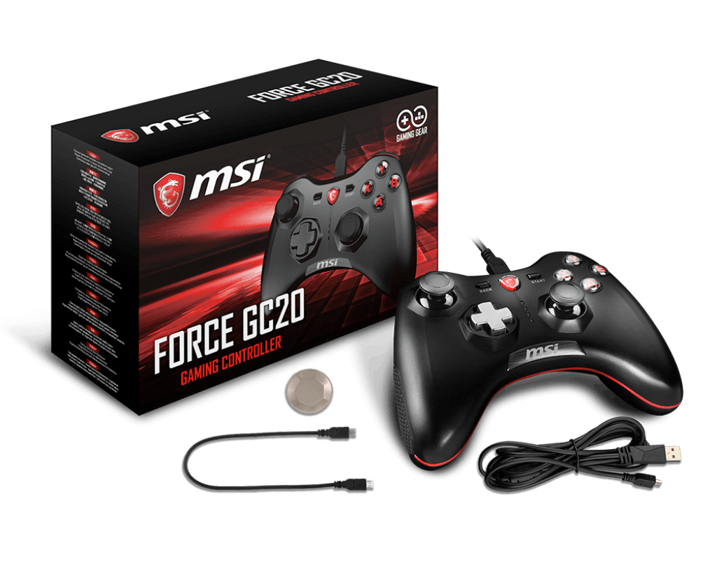 MSI FORCE GC20 Wired Pro Gaming Controller PC and Android 'PC and Android ready, adjustable D-Pad co thumbnail