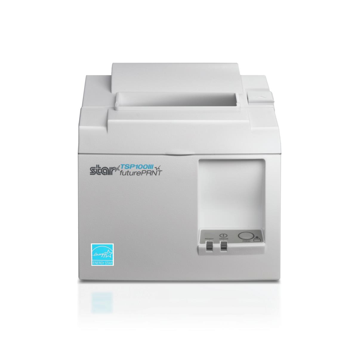 , TSP143IIIU USB White EU&UK receipt Printer with all accessories included in box. USB interface/Standard cable, Direct iPad-iPhone charging&data transfer needs lightning cable,  power switch cover where applicable, wall mount, Driver C thumbnail