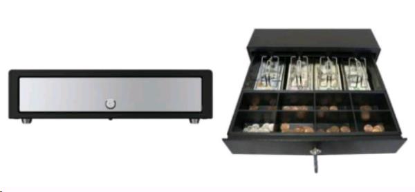 CD4-1416BKSS48 14in Black CASH DRAWER with SS front 4 Bill 8 Coin thumbnail