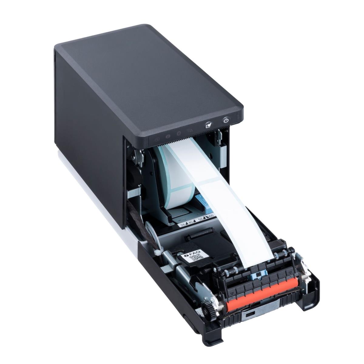 mC-Label2 X4, Barcode Label Printer, Adjustable Label Width with Max 2in, Tear bar, 300 dpi, WLAN, USB-C with Power Delivery for iOS / Android / Windows, Bluetooth (MFi), Ethernet (LAN), SteadyLAN, CloudPRNT, Peripheral Hub, Black, PSU PS-65 included thumbnail