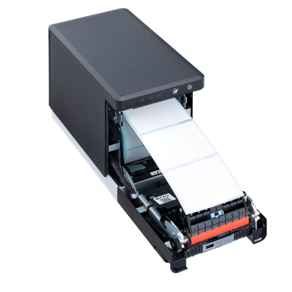 mC-Label2 X4, Barcode Label Printer, Adjustable Label Width with Max 2in, Tear bar, 300 dpi, WLAN, USB-C with Power Delivery for iOS / Android / Windows, Bluetooth (MFi), Ethernet (LAN), SteadyLAN, CloudPRNT, Peripheral Hub, Black, PSU PS-65 included thumbnail
