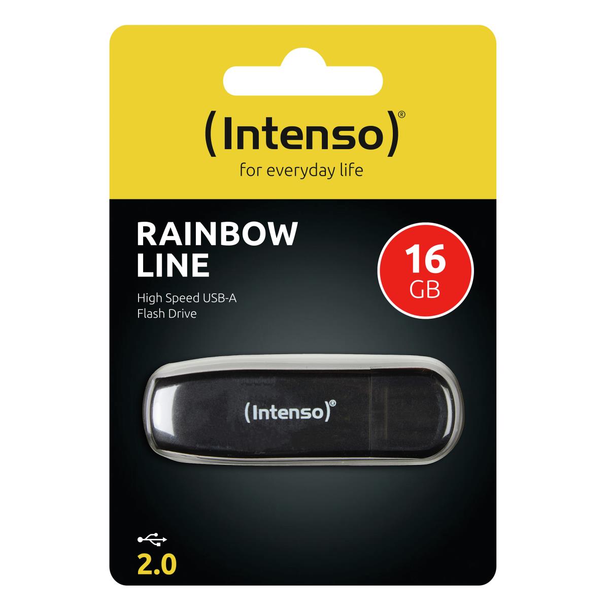 16GB Intenso Rainbow Line USB 2.0 Flash Drive Black thumbnail