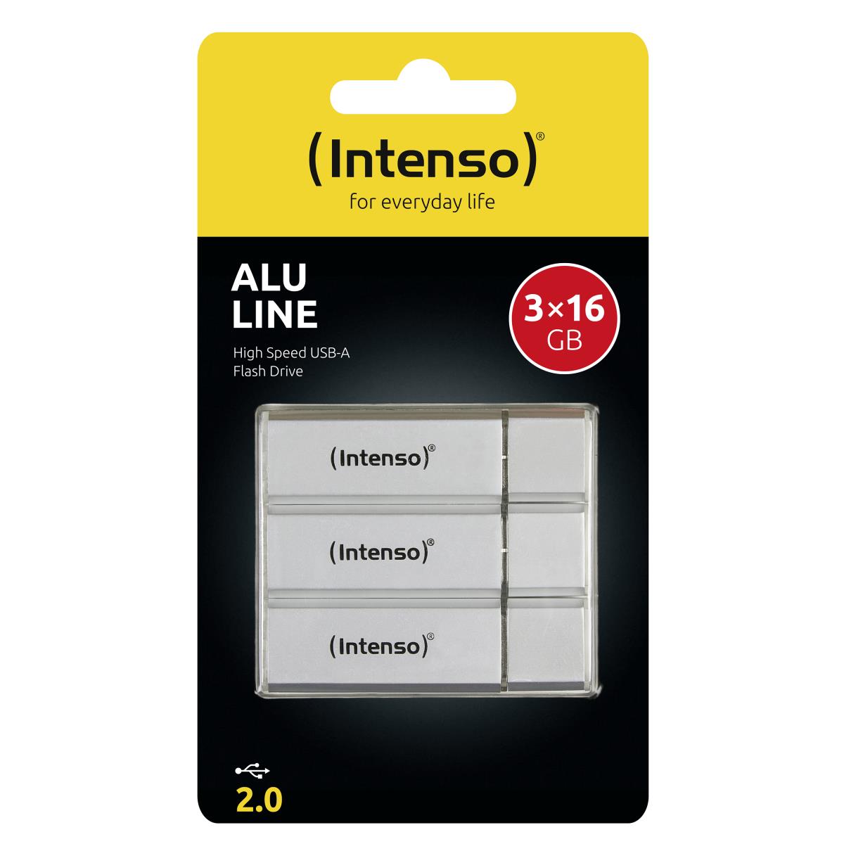 16GB Intenso ALU Line  USB 2.0 Flash Drive 3 pack thumbnail