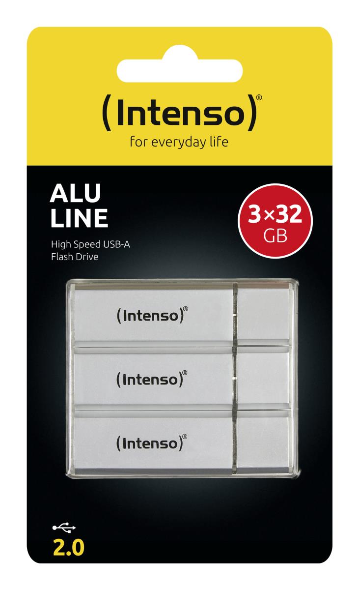 32GB Intenso ALU Line  USB 2.0 Flash Drive 3 pack thumbnail