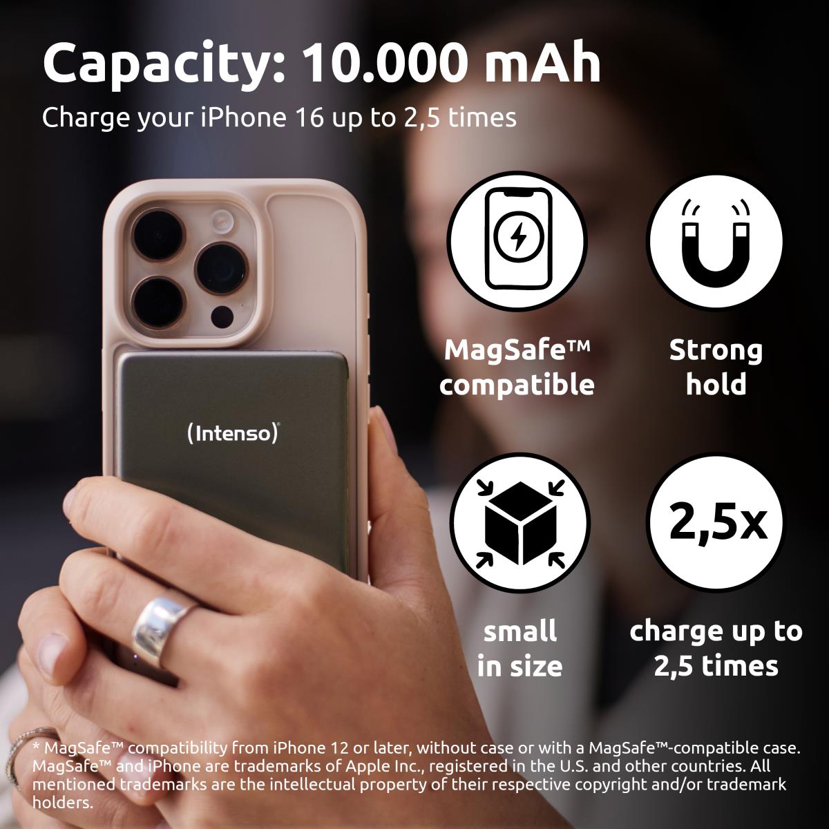 EU Product - Magnetic Wireless Power Bank 10000 mAh Grey USB-C thumbnail