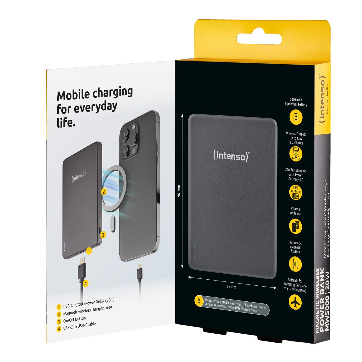 EU Product - Magnetic Wireless Power Bank 5000 mAh Grey USB-C thumbnail