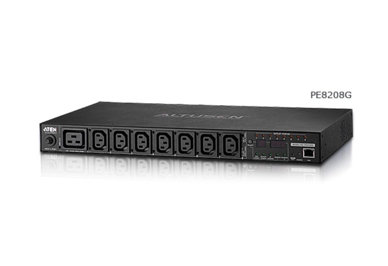 PE8208G eco PDU - Power distribution unit (rack-mountable) - AC 100-240 V - 3840 Watt - Ethernet 10/100 - input: IEC 60320 C20 - output connectors: 8 - 1U thumbnail