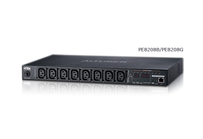 PE8208G eco PDU - Power distribution unit (rack-mountable) - AC 100-240 V - 3840 Watt - Ethernet 10/100 - input: IEC 60320 C20 - output connectors: 8 - 1U thumbnail