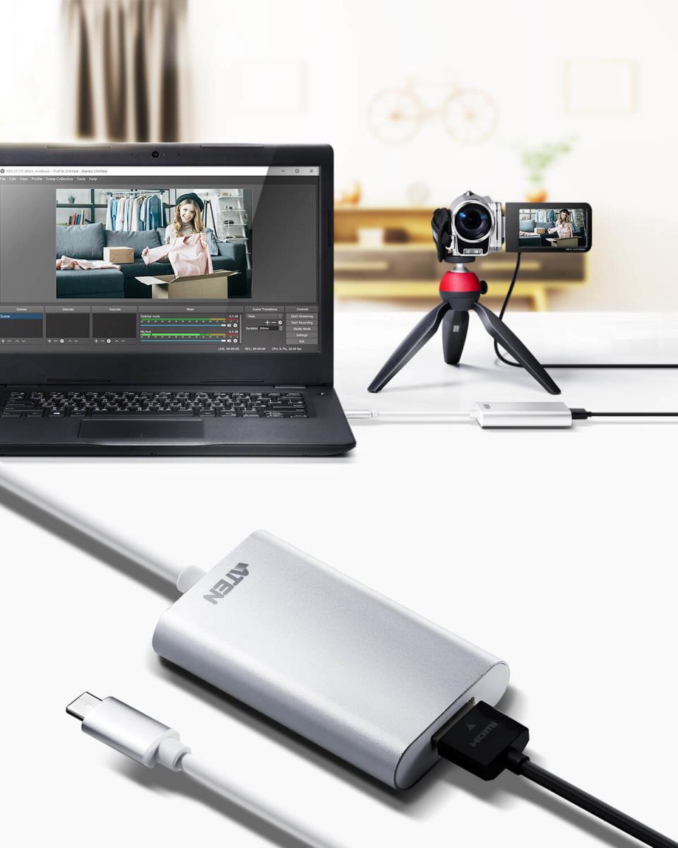 EU Product - ATEN UC3020 video cable adapter HDMI Type A (Standard) USB Type-C Silver thumbnail