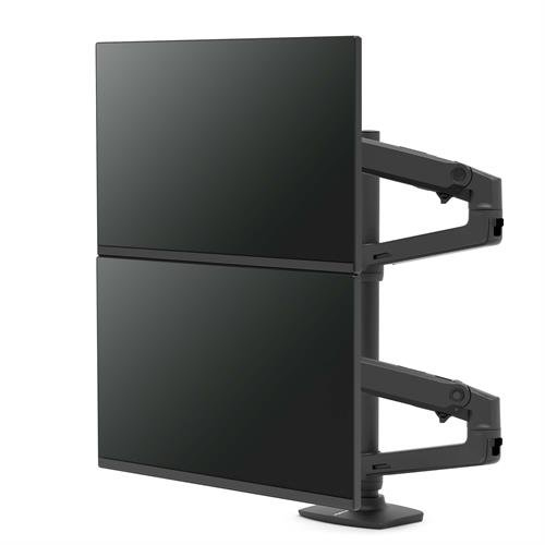 Mounting kit (tall pole, dual stacking arm) - for 2 LCD displays - matte black - screen size: up to 40