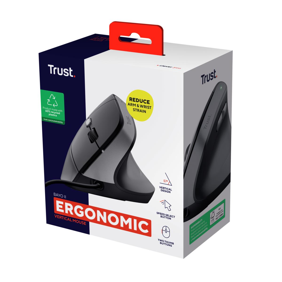 BAYO II WIRED ERGONOMIC MOUSE BLK 25144 thumbnail