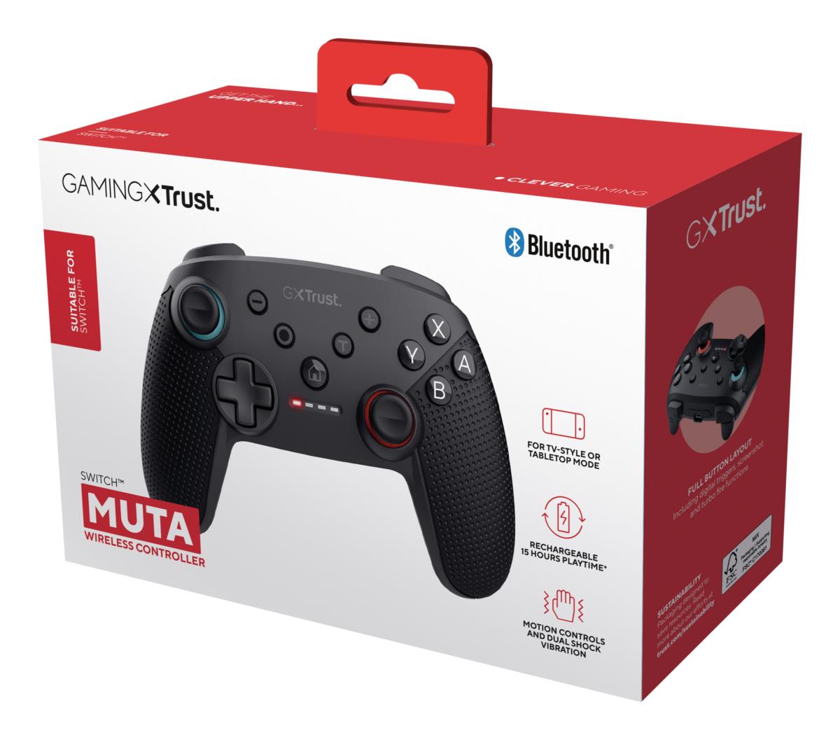 Trust GXT 1246 MUTA Black Bluetooth Gamepad Analogue / Digital Nintendo Switch, Nintendo Switch Lite thumbnail