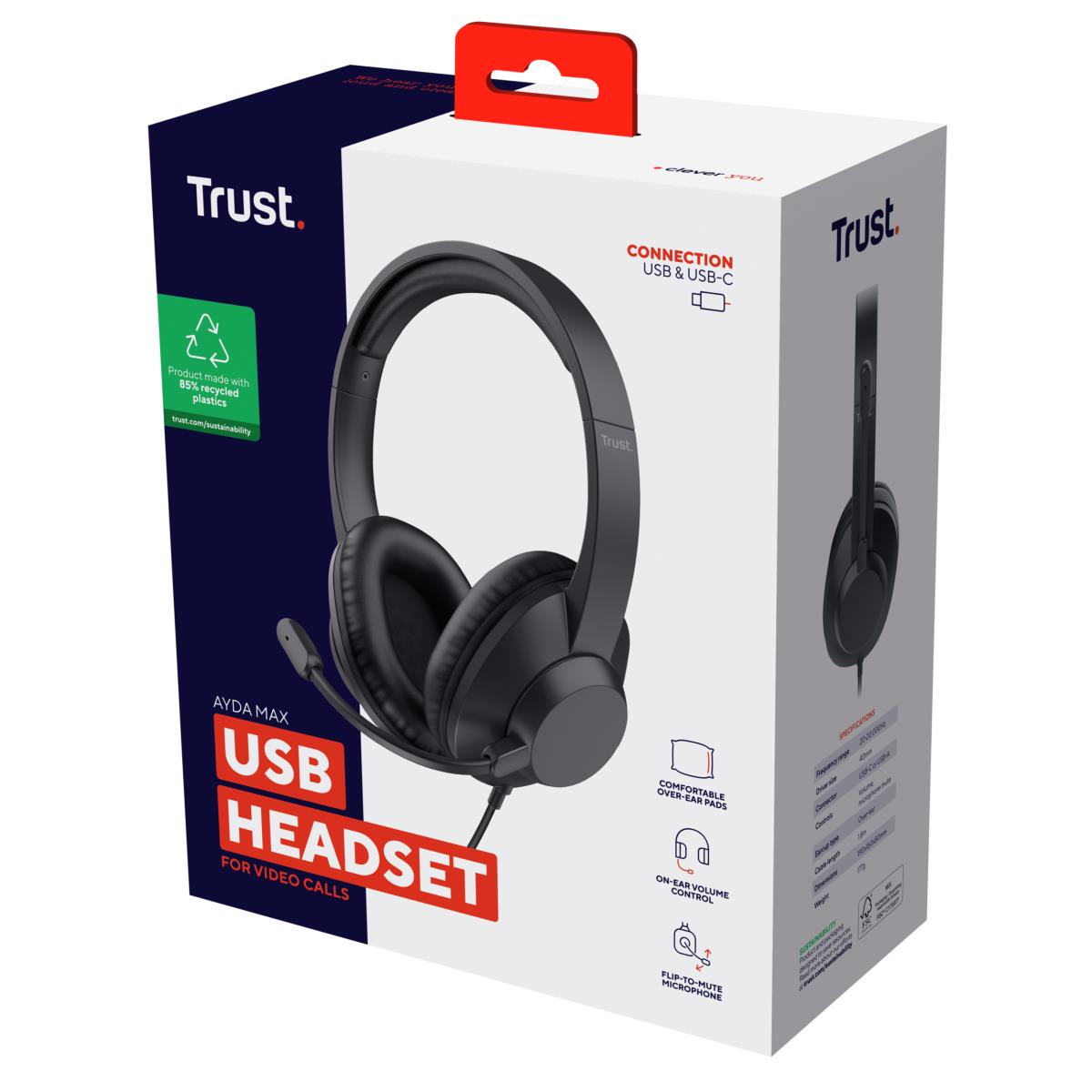 AYDA MAX USB HEADSET 25461  OVER EAR WIRED thumbnail