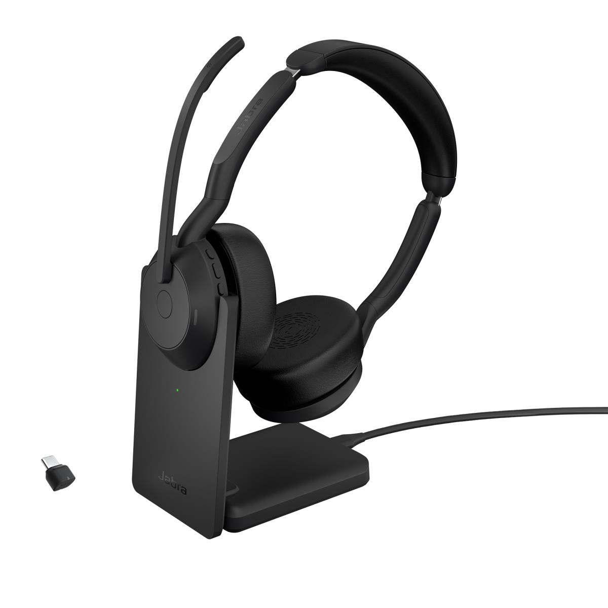 Evolve2 55 UC Stereo - Headset - on-ear - Bluetooth - wireless - active noise cancelling - USB-C - black - with charging stand - Zoom Certified, Cisco Webex Certified, Optimised for Microsoft Teams, Alcatel-Lucent Certified, Avaya Certified, Unify Certifi thumbnail