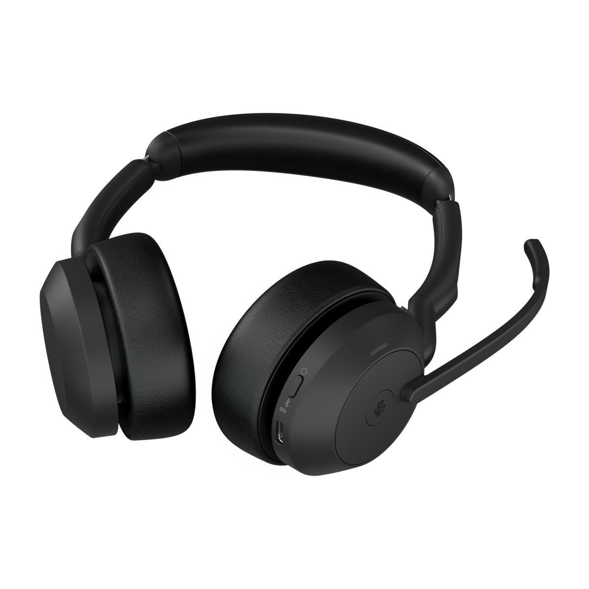 Evolve2 55 MS Stereo - Headset - on-ear - Bluetooth - wireless - active noise cancelling - USB-C - black - with charging stand - Optimised for Microsoft Teams thumbnail