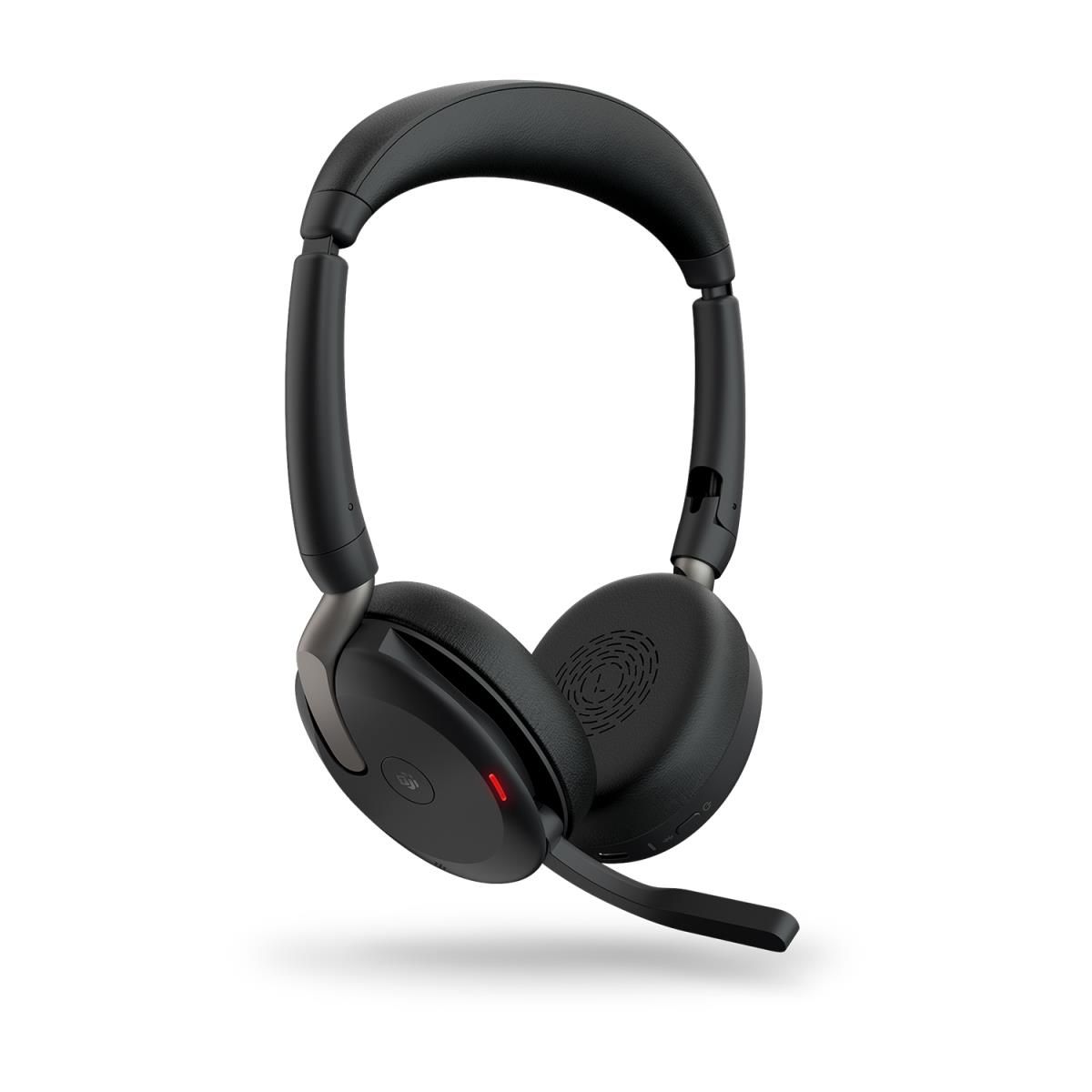 Evolve2 65 Flex MS Stereo - Headset - on-ear - Bluetooth - wireless - active noise cancelling - USB-A - black - with wireless charging pad - Certified for Microsoft Teams thumbnail