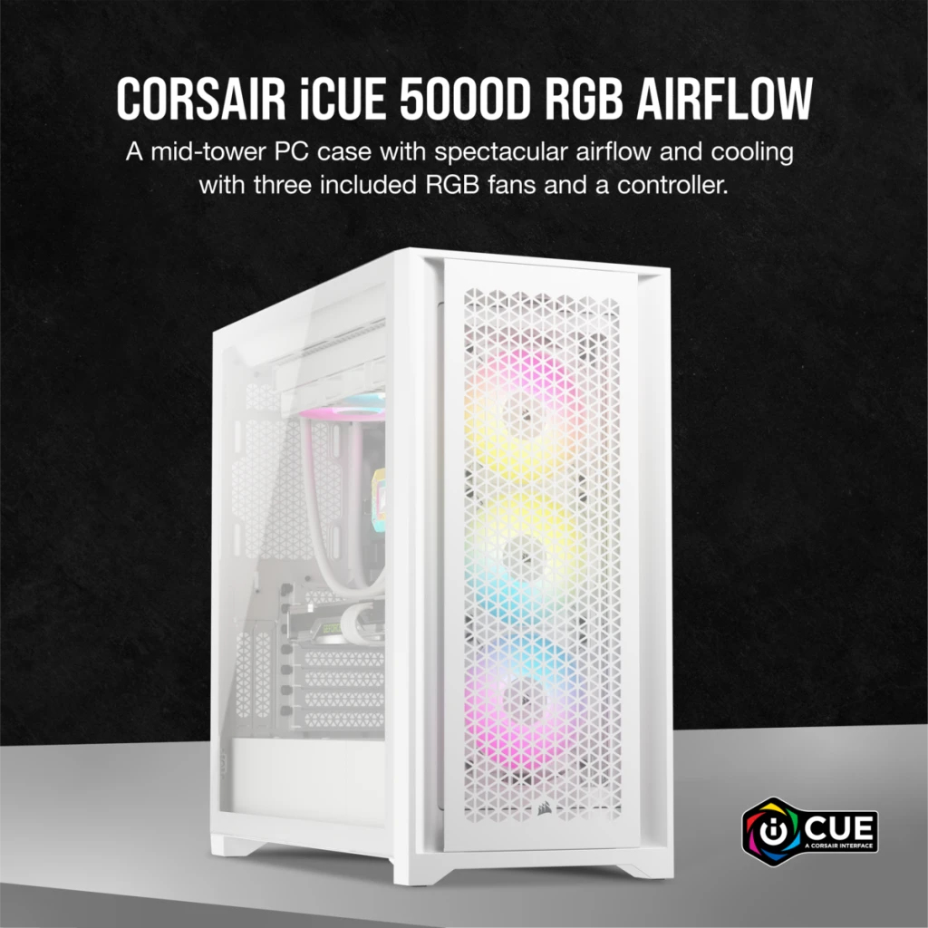 ICUE 5000D RGB WHITE MID CASE thumbnail