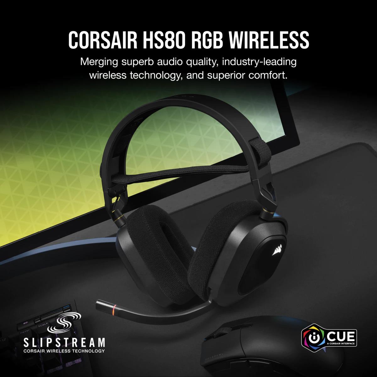 Corsair HS80 RGB USB Premium Gaming-Headset 7.1 Bla thumbnail