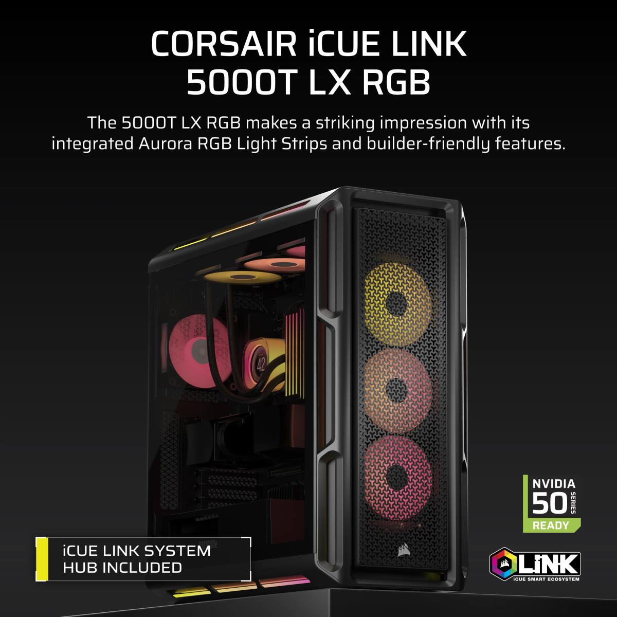 ICUE LINK 5000T LX RGB CASE E-ATX BL thumbnail