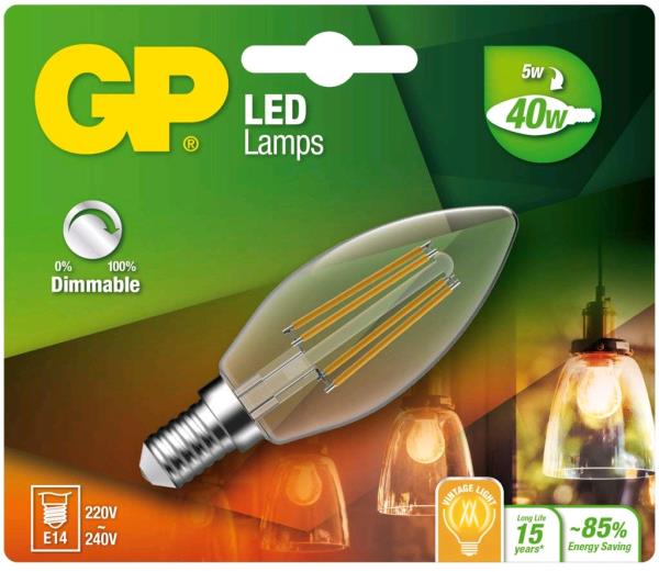 GP Batteries GP Lighting Filament Candle E14 5W (40W) dimm. 470 lm  GP078166 thumbnail