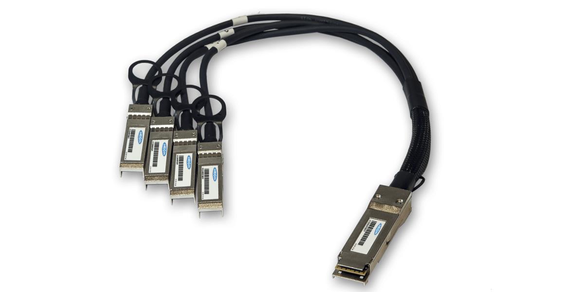 Dell Compatible Direct Attach Copper Breakout Cable 40G QSFP+ to 4x10G SFP+ (3m Passive) thumbnail