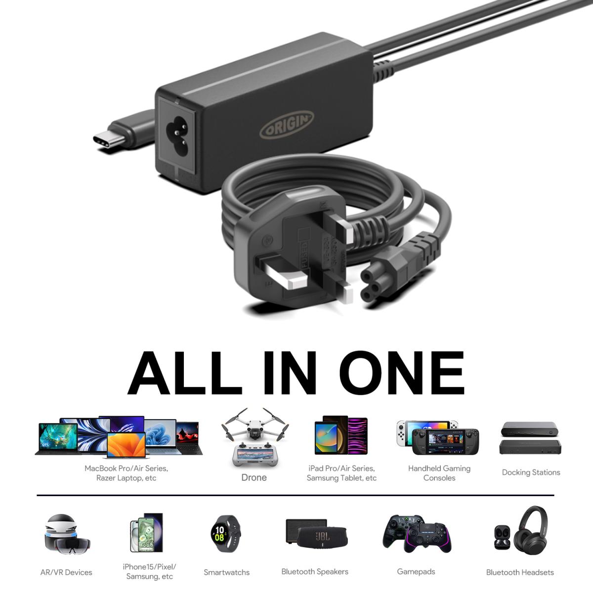 Origin 65W USB-C Adapter with UK Cable thumbnail